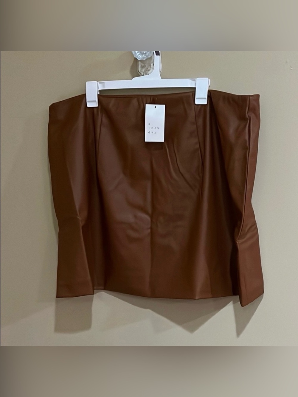 A New Day Tan Faux Leather Skirt